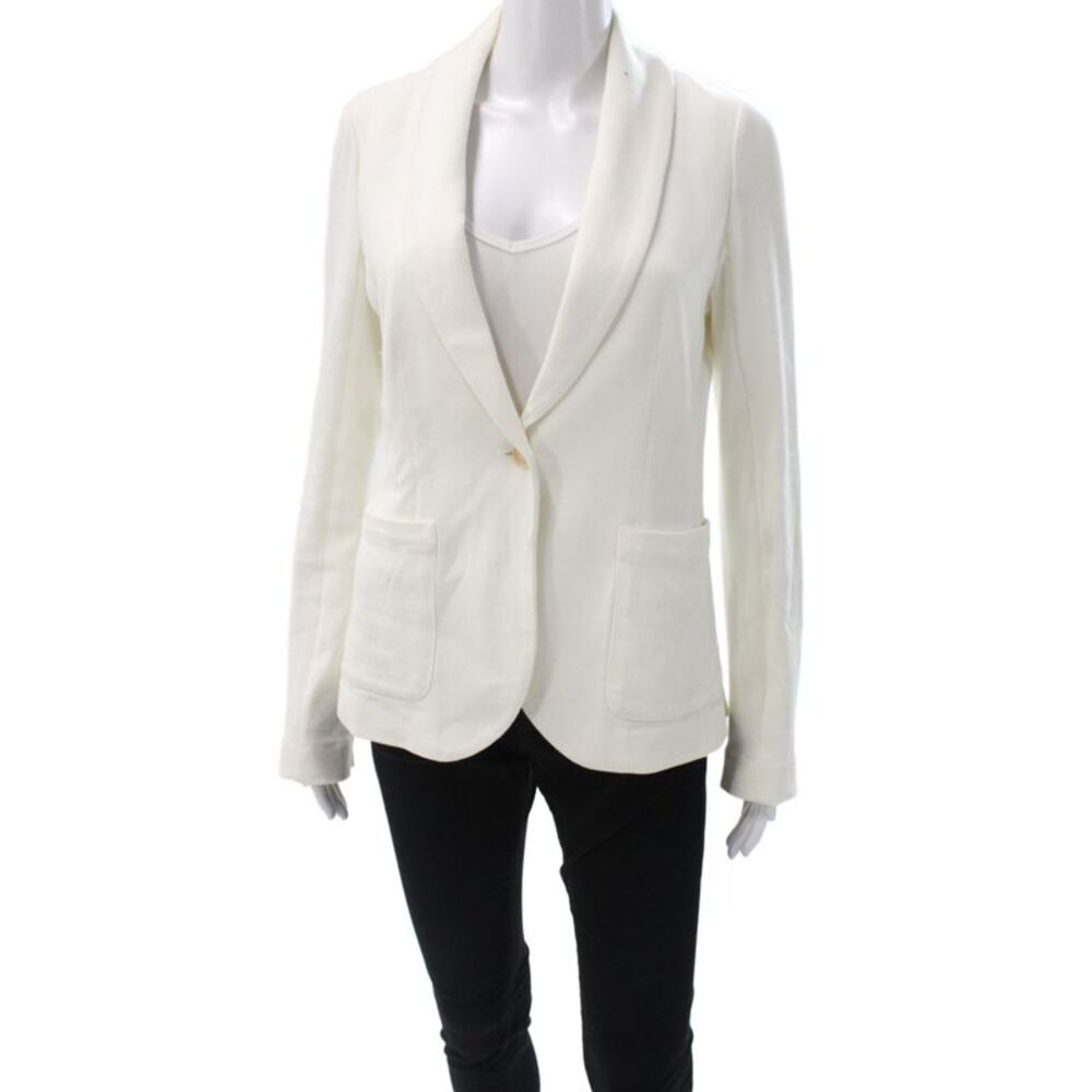 Kinly Womens Basic Jacket Ivory Cotton Long Sleeve Button Solid Size S